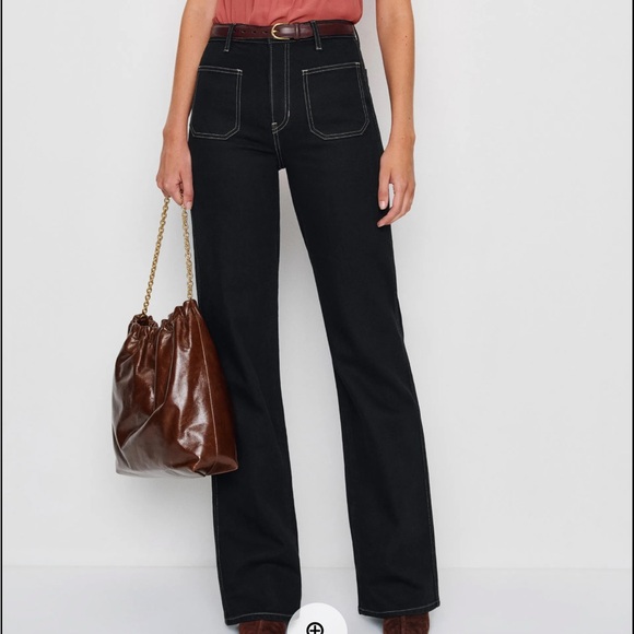 Reformation Alyssa Stretch High Rise Wide Leg Long Jeans Black - Size 25 - Picture 1 of 4